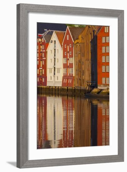 Old Fishing Warehouses Reflected in the River Nidelva-Doug Pearson-Framed Photographic Print