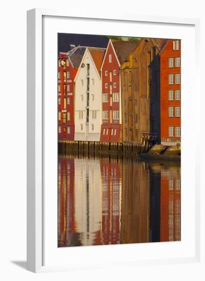 Old Fishing Warehouses Reflected in the River Nidelva-Doug Pearson-Framed Photographic Print