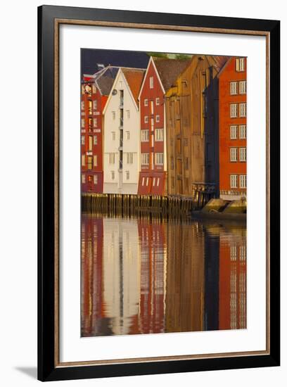 Old Fishing Warehouses Reflected in the River Nidelva-Doug Pearson-Framed Photographic Print