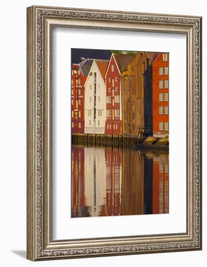 Old Fishing Warehouses Reflected in the River Nidelva-Doug Pearson-Framed Photographic Print