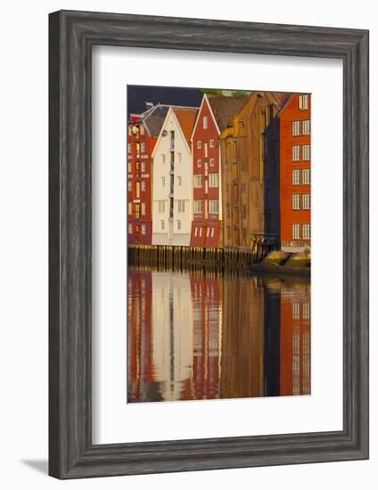 Old Fishing Warehouses Reflected in the River Nidelva-Doug Pearson-Framed Photographic Print