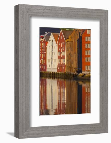 Old Fishing Warehouses Reflected in the River Nidelva-Doug Pearson-Framed Photographic Print