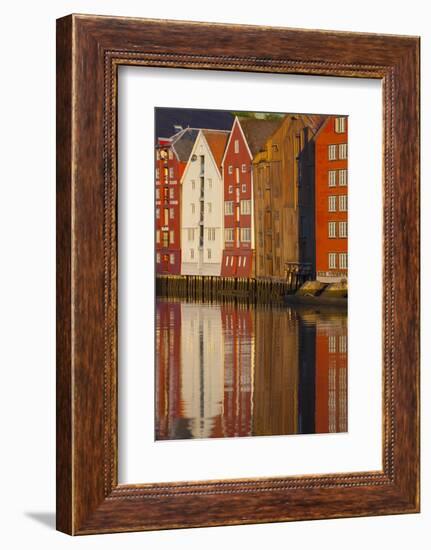 Old Fishing Warehouses Reflected in the River Nidelva-Doug Pearson-Framed Photographic Print