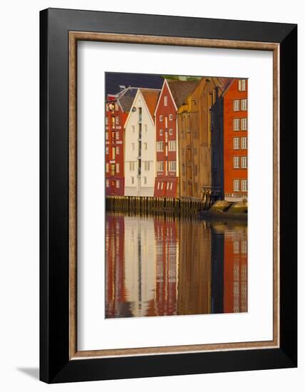 Old Fishing Warehouses Reflected in the River Nidelva-Doug Pearson-Framed Photographic Print