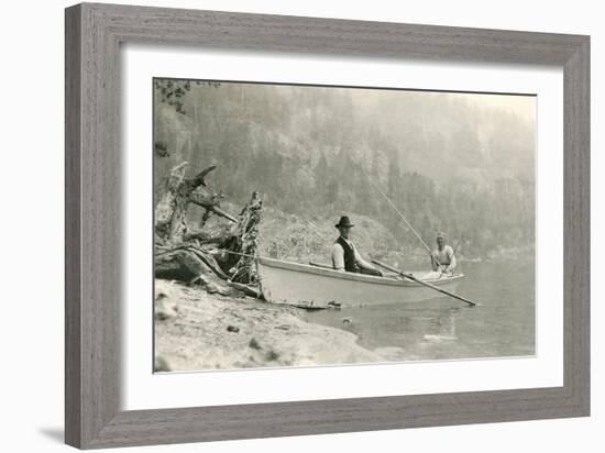 Old Folks Fishing in Boat-null-Framed Premium Giclee Print