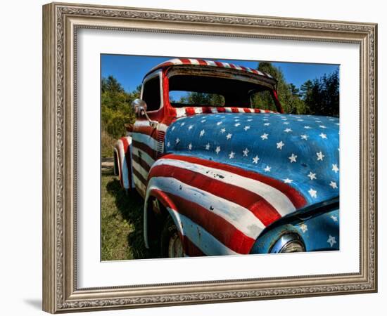 Old Ford Truck Painted with American Flag Pattern, Rockland, Maine, Usa-Bill Bachmann-Framed Photographic Print