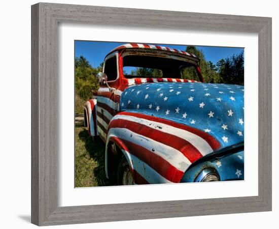 Old Ford Truck Painted with American Flag Pattern, Rockland, Maine, Usa-Bill Bachmann-Framed Photographic Print