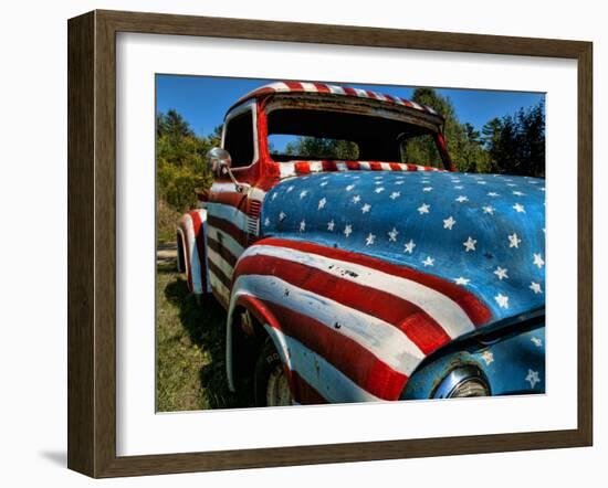 Old Ford Truck Painted with American Flag Pattern, Rockland, Maine, Usa-Bill Bachmann-Framed Photographic Print