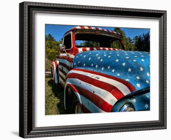 Old Ford Truck Painted with American Flag Pattern, Rockland, Maine, Usa-Bill Bachmann-Framed Photographic Print