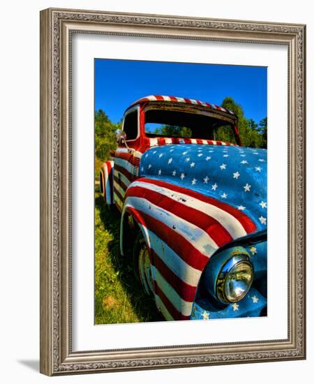 Old Ford Truck Painted with American Flag Pattern, Rockland, Maine, Usa-Bill Bachmann-Framed Photographic Print