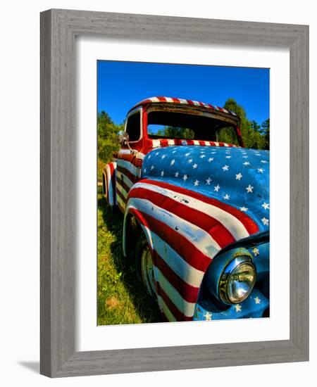 Old Ford Truck Painted with American Flag Pattern, Rockland, Maine, Usa-Bill Bachmann-Framed Photographic Print