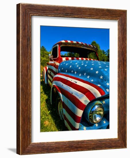 Old Ford Truck Painted with American Flag Pattern, Rockland, Maine, Usa-Bill Bachmann-Framed Photographic Print