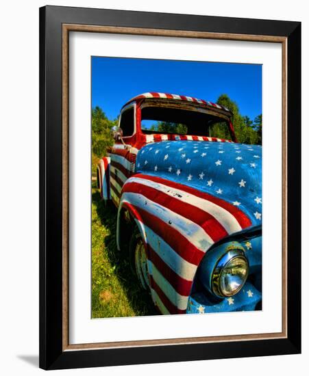 Old Ford Truck Painted with American Flag Pattern, Rockland, Maine, Usa-Bill Bachmann-Framed Photographic Print