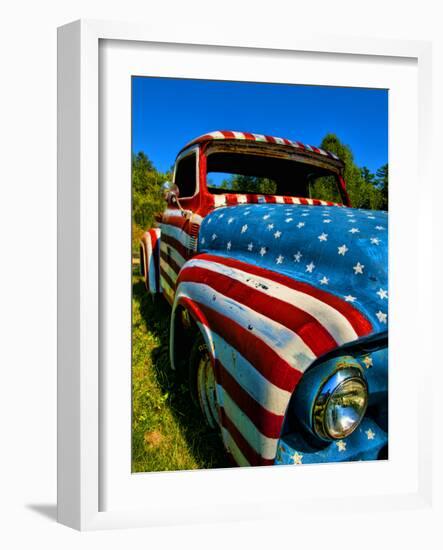 Old Ford Truck Painted with American Flag Pattern, Rockland, Maine, Usa-Bill Bachmann-Framed Photographic Print