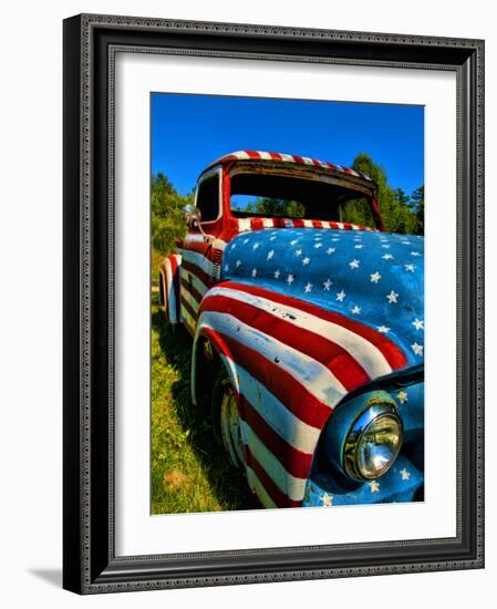 Old Ford Truck Painted with American Flag Pattern, Rockland, Maine, Usa-Bill Bachmann-Framed Photographic Print