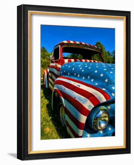 Old Ford Truck Painted with American Flag Pattern, Rockland, Maine, Usa-Bill Bachmann-Framed Photographic Print