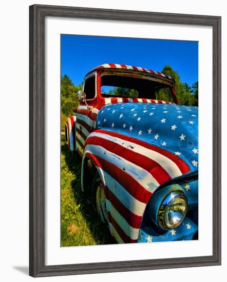 Old Ford Truck Painted with American Flag Pattern, Rockland, Maine, Usa-Bill Bachmann-Framed Photographic Print