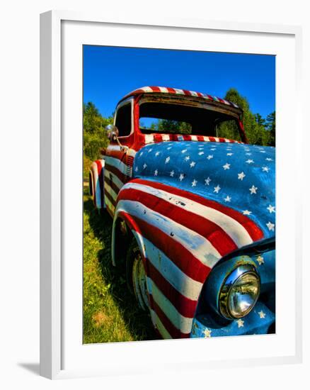 Old Ford Truck Painted with American Flag Pattern, Rockland, Maine, Usa-Bill Bachmann-Framed Photographic Print