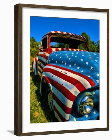 Old Ford Truck Painted with American Flag Pattern, Rockland, Maine, Usa-Bill Bachmann-Framed Photographic Print