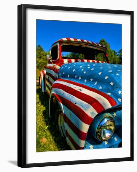 Old Ford Truck Painted with American Flag Pattern, Rockland, Maine, Usa-Bill Bachmann-Framed Photographic Print