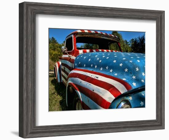 Old Ford Truck Painted with American Flag Pattern, Rockland, Maine, Usa-Bill Bachmann-Framed Photographic Print