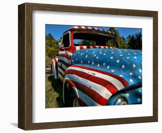 Old Ford Truck Painted with American Flag Pattern, Rockland, Maine, Usa-Bill Bachmann-Framed Photographic Print