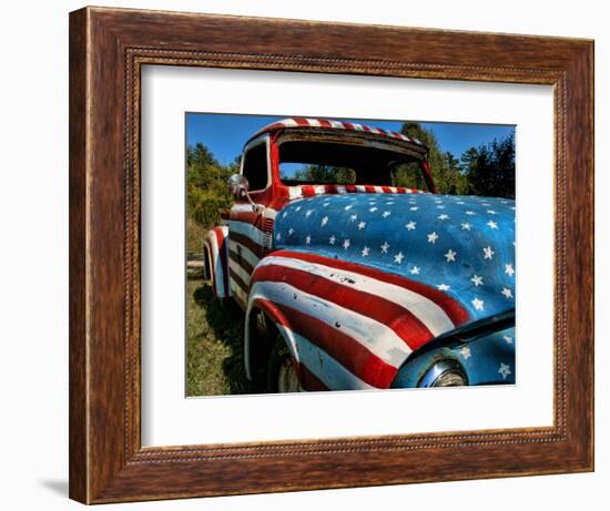 Old Ford Truck Painted with American Flag Pattern, Rockland, Maine, Usa-Bill Bachmann-Framed Photographic Print