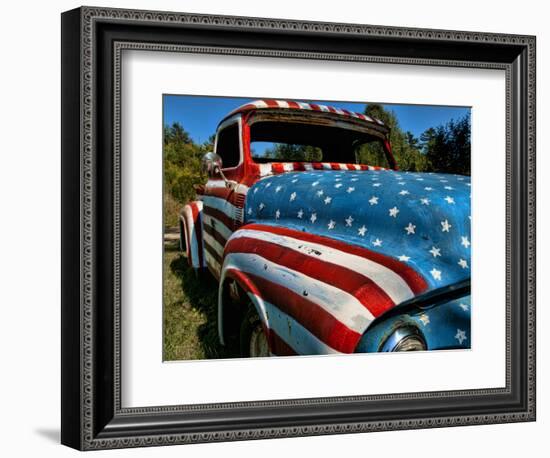 Old Ford Truck Painted with American Flag Pattern, Rockland, Maine, Usa-Bill Bachmann-Framed Photographic Print