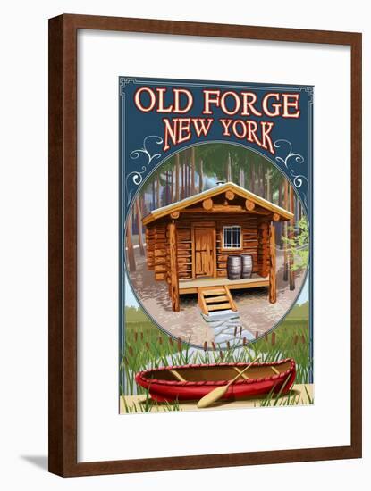 Old Forge, New York - Cabin in Woods-Lantern Press-Framed Art Print
