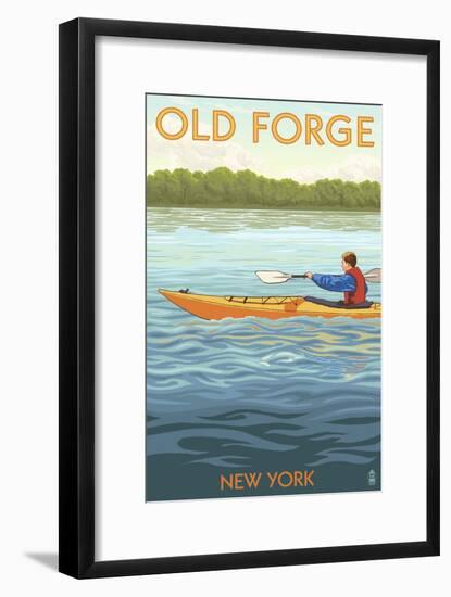 Old Forge, New York - Kayak Scene-Lantern Press-Framed Art Print