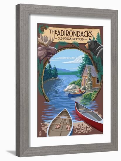 Old Forge, New York - The Adirondacks Scene-Lantern Press-Framed Art Print