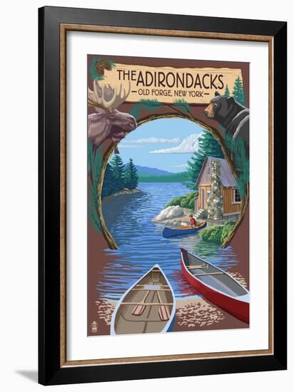 Old Forge, New York - The Adirondacks Scene-Lantern Press-Framed Art Print