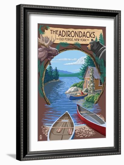 Old Forge, New York - The Adirondacks Scene-Lantern Press-Framed Art Print