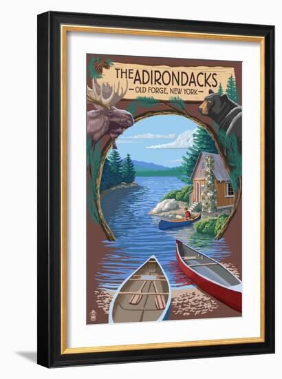 Old Forge, New York - The Adirondacks Scene-Lantern Press-Framed Art Print