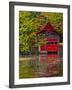 Old Forge. Red Boathouse on Lake Shore, New York, Usa-Jay O'brien-Framed Photographic Print