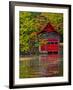 Old Forge. Red Boathouse on Lake Shore, New York, Usa-Jay O'brien-Framed Photographic Print