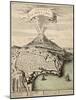 Old French Engraved Illustration Showing The City Of Catania, Sicily, At The Foot Of Mount Etna-marzolino-Mounted Art Print