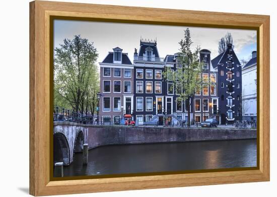 Old Gabled Houses Line the Keizersgracht Canal at Dusk, Amsterdam, Netherlands, Europe-Amanda Hall-Framed Premier Image Canvas