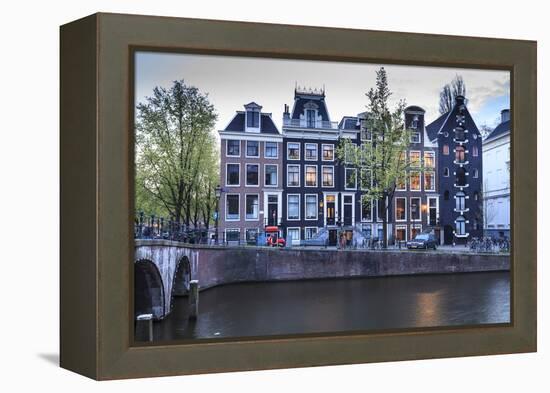 Old Gabled Houses Line the Keizersgracht Canal at Dusk, Amsterdam, Netherlands, Europe-Amanda Hall-Framed Premier Image Canvas