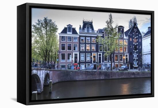 Old Gabled Houses Line the Keizersgracht Canal at Dusk, Amsterdam, Netherlands, Europe-Amanda Hall-Framed Premier Image Canvas