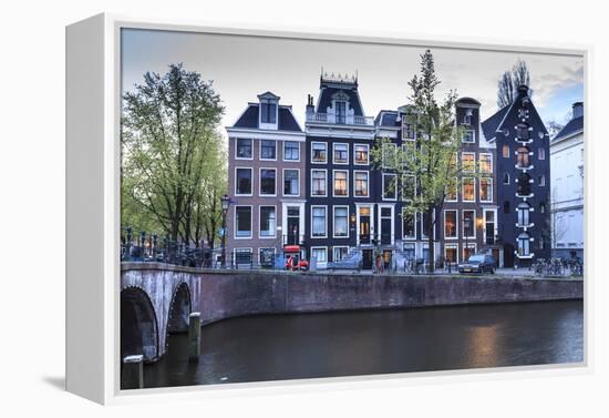 Old Gabled Houses Line the Keizersgracht Canal at Dusk, Amsterdam, Netherlands, Europe-Amanda Hall-Framed Premier Image Canvas