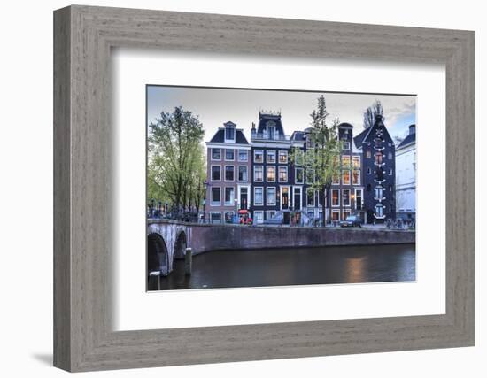 Old Gabled Houses Line the Keizersgracht Canal at Dusk, Amsterdam, Netherlands, Europe-Amanda Hall-Framed Photographic Print