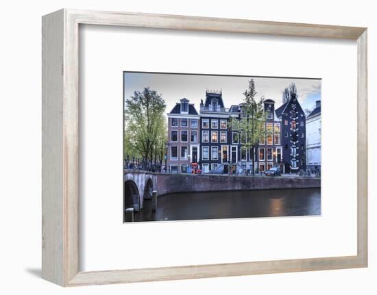 Old Gabled Houses Line the Keizersgracht Canal at Dusk, Amsterdam, Netherlands, Europe-Amanda Hall-Framed Photographic Print