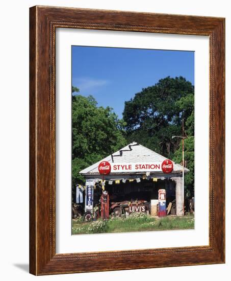 Old Gas Station at Roadside, Waco, Texas, USA-Walter Bibikow-Framed Photographic Print