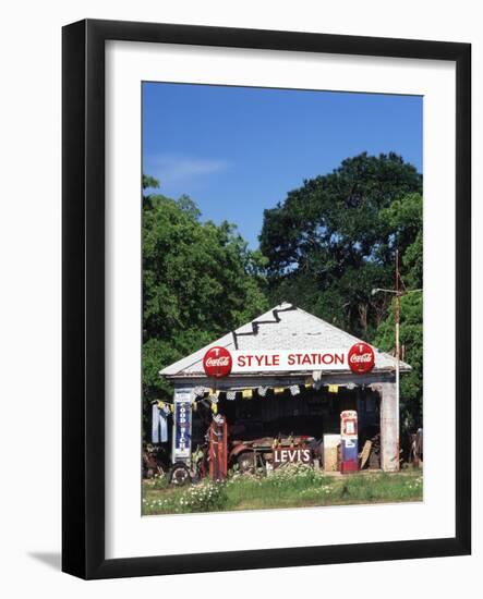 Old Gas Station at Roadside, Waco, Texas, USA-Walter Bibikow-Framed Photographic Print