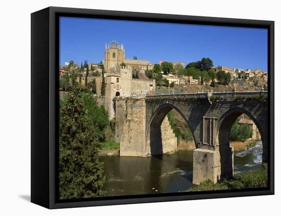 Old Gateway Bridge over the River and the City of Toledo, Castilla La Mancha, Spain, Europe-Nigel Francis-Framed Premier Image Canvas