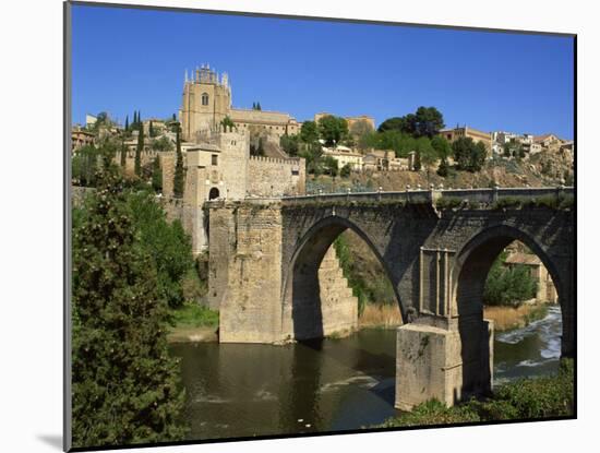 Old Gateway Bridge over the River and the City of Toledo, Castilla La Mancha, Spain, Europe-Nigel Francis-Mounted Photographic Print