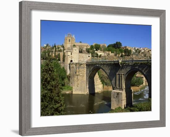 Old Gateway Bridge over the River and the City of Toledo, Castilla La Mancha, Spain, Europe-Nigel Francis-Framed Photographic Print