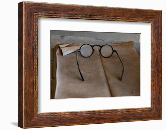 Old glasses collect dust in an old general store, California, USA.-Betty Sederquist-Framed Photographic Print