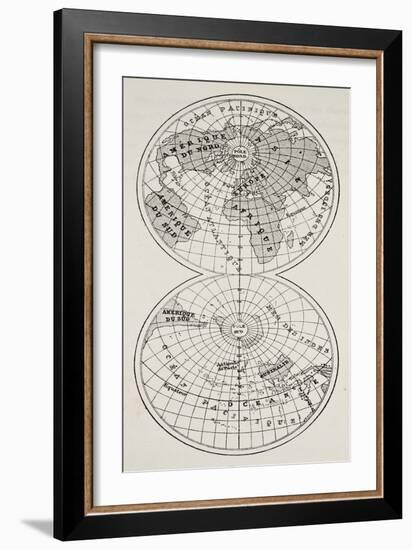 Old Globe Map Of Continents And Oceans On Earth'S Surface-marzolino-Framed Art Print